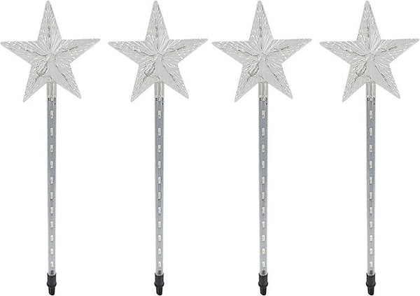 Alpine Corporation Holiday Décor Shooting Star Garden Stake with LED Lights, 4-Pack, Christmas Decoration