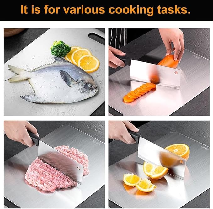 Titanium Cutting Boards for Kitchen - 100% Pure Titanium Cutting Board - Double Sided Food Grade Quality Cutting Boards - Easy to Clean and Store (14