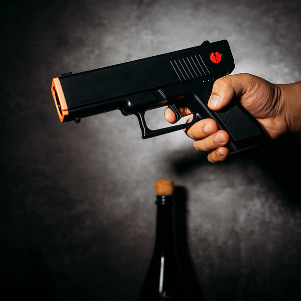 Electric Gun Wine Corkscrew Bottle Opener - Rechargeable Holster Base Cordless Battery - Automatically Open Wines - Multifunctional Electronic Cork Puller - Guns Enthusiasts Gift & Vino Lovers (Black)