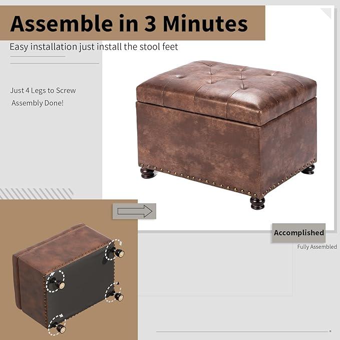 Joveco Leather Storage Ottoman, 24