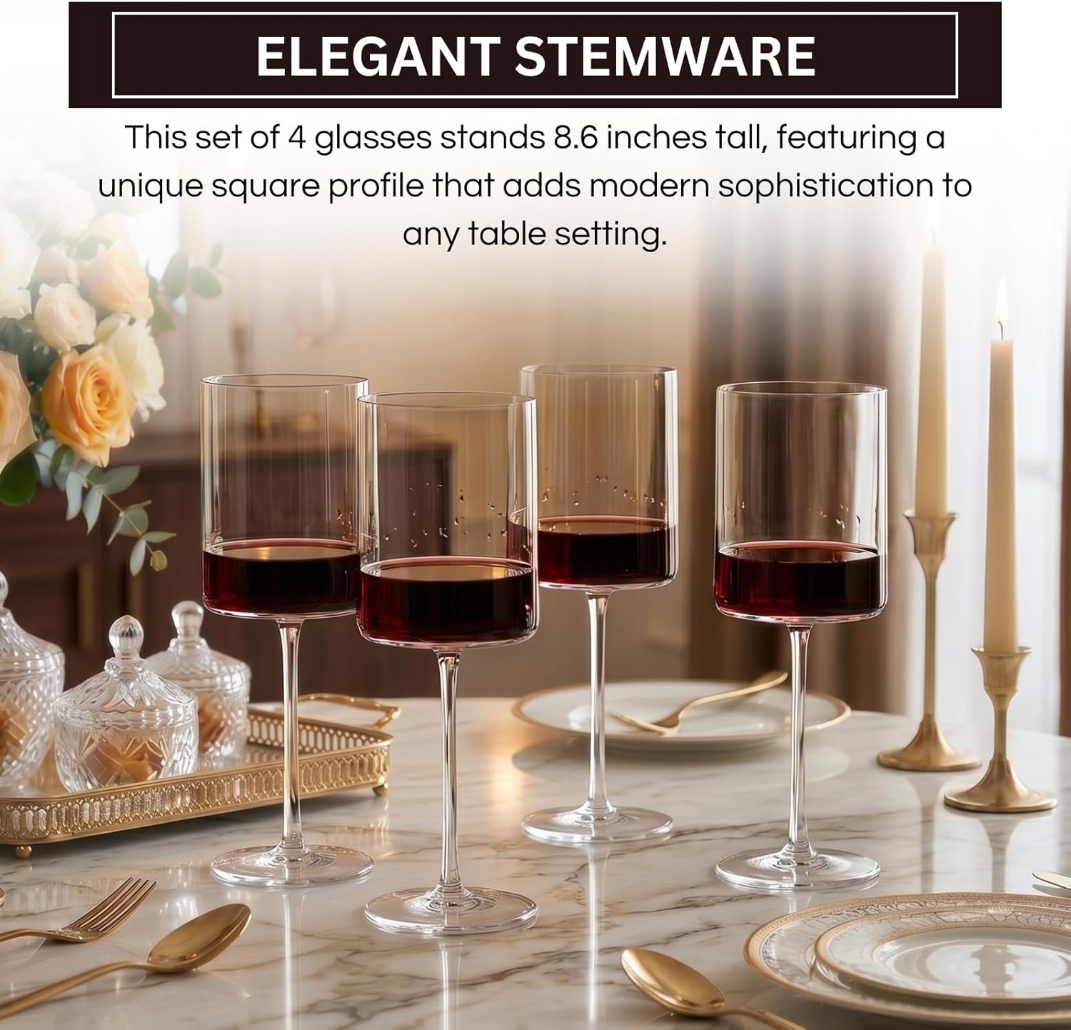 Barcelona Acrylic Stemmed Wine Glassware, Set of 4
