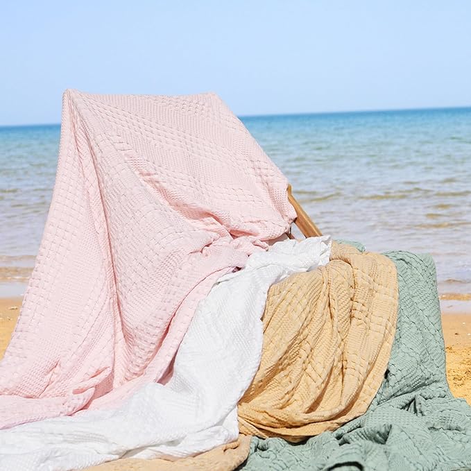 PHF Cooling Waffle Blanket King Size, Lightweight 60% Rayon Derived from Bamboo & 40% Cotton Breathable Blanket for Hot Sleepers, Soft and Luxury for Bed Couch and Sofa, 104