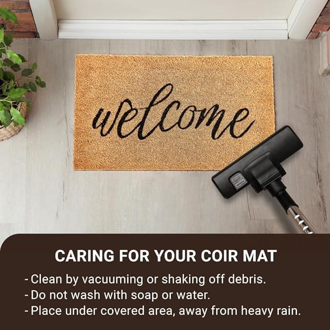 KANKUN Coco Coir Door Mat with Heavy Duty Backing, Welcome Doormat (17