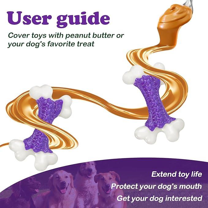 Tough Dog Chew Toys for Aggressive Chewers Large Medium Breed Bacon Flavor, Bone Toy Dog, Nylon Heavy Duty Extreme Indestructible Teething Training