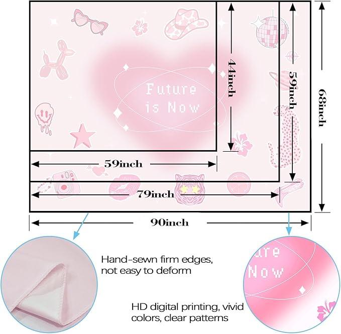 Lunerfex Y2K Tapestry Pink Wall Tapestry, Cute Tapestries for Bedroom Funny Tapestries Wall Hanging for Bedroom Living Room Decor Pink-4 44