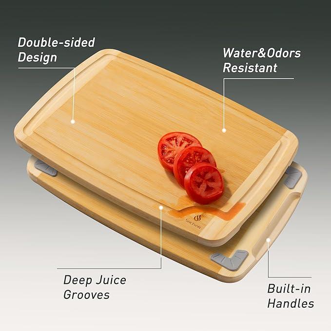 Bamboo Cutting Board Set Non Slip Feet Over Sink Brides Her Wedding Day Bridal Shower Engaged Engagement Hostess Couple Newly Wed House Christmas Married Future Mrs fiancee Unique Cool Gifts
