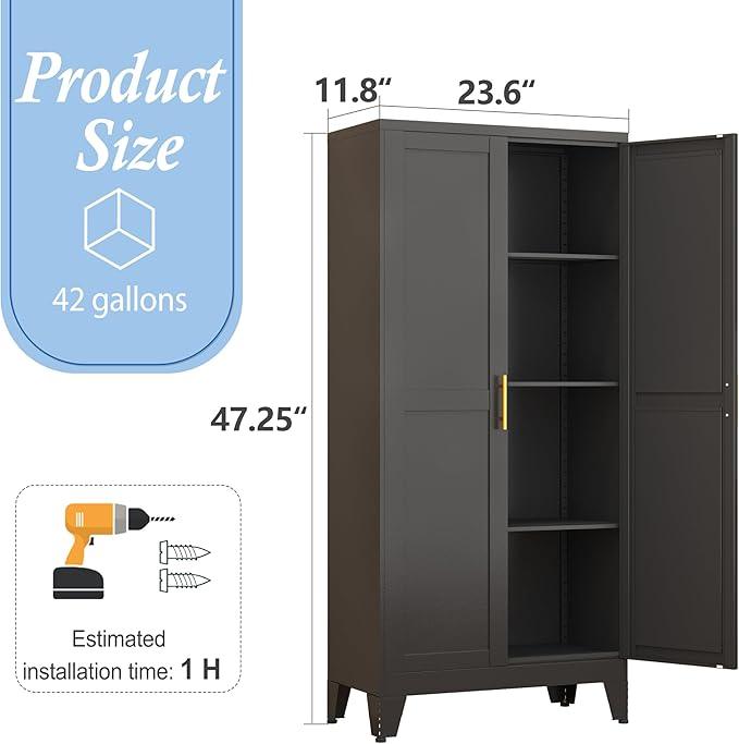 Black Metal Storage Cabinet, 48