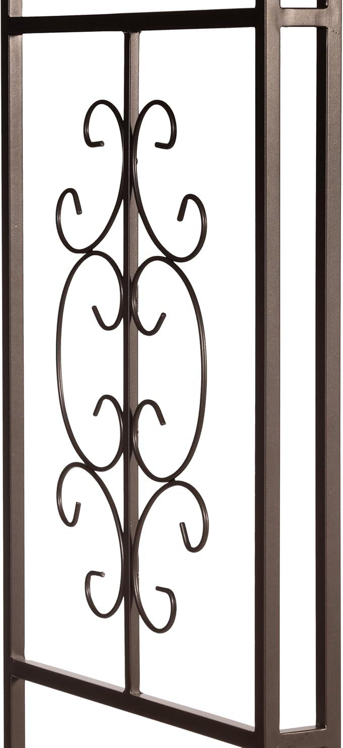 Evergreen Plow & Hearth Montebello-Gunmetal Garden Arbor - 7 Feet Tall | Slim Metal Arch with Iron Trellis for Climbing Plants | Elegant Wedding Arbor | Outdoor Patio & Garden Decor