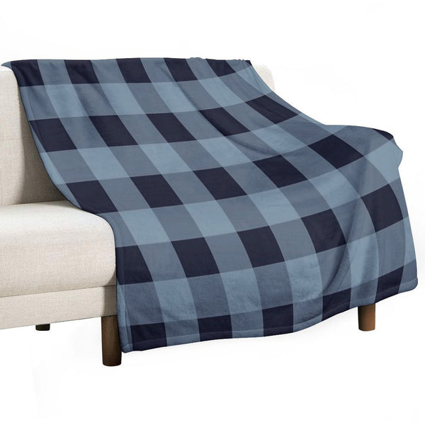 Turquoise And Navy Buffalo Plaid Premium Throw Blanket