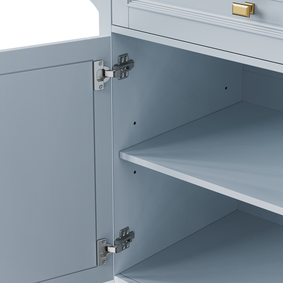 K&K 52'' Kitchen Island with Drop Leaf, Embossed Texture Kitchen Island on Wheels with Spice Rack, Towel Rack, 2 Doors and 5 Drawers, Kitchen Storage Cart with Adjustable Shelf for Kitchen, Blue Grey