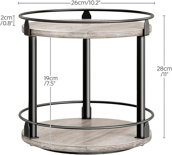 Lazy Susan Organizer, Rotating Spice Rack, 2 Tier Spice Turntable Organizer, Industrial Turntable Spice Holder, for Kitchen Countertop and Cabinet, Compact and Versatile, Greige SR22BG