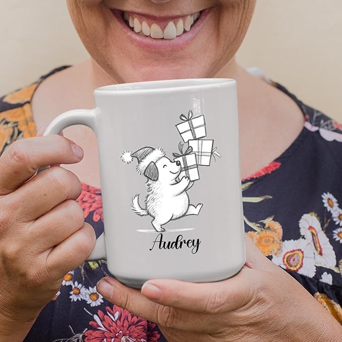 Customized Name Dog Accent Ceramic Mug Gift For Dog Lover Mom Dad, Personalized Dogs Animal White Coffee Mug 11 Oz 15 Oz, Awesome Puppy Travel Cup Gift For Birthday/Holiday/Anniversary, Dogs Cup