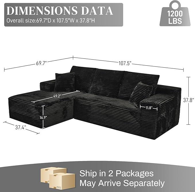 Modular Sectional Sofa Cloud Sectional Couch, 107