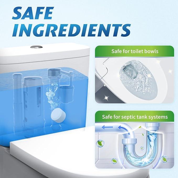 Toilet Bowl Cleaner Tablets - 20 PCS Automatic Bleach Toilet Cleaner Tablets, Slow-Releasing Deodorizing & Descaling, Powerful Bathroom Tank Cleaner