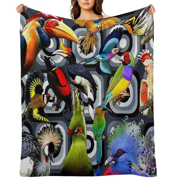 BIRDS RETRO Lightweight Throw Blanket
