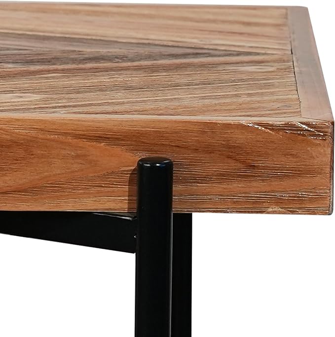 CONSDAN StoneCreek Solid Fir Wood Side Table - Metal Frame, 2-Tier End Table for Living Room/Bedroom/Office, 23