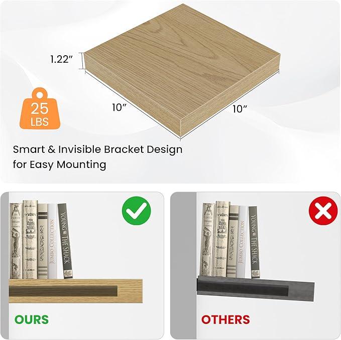 Square Floating Shelves for Wall, 10