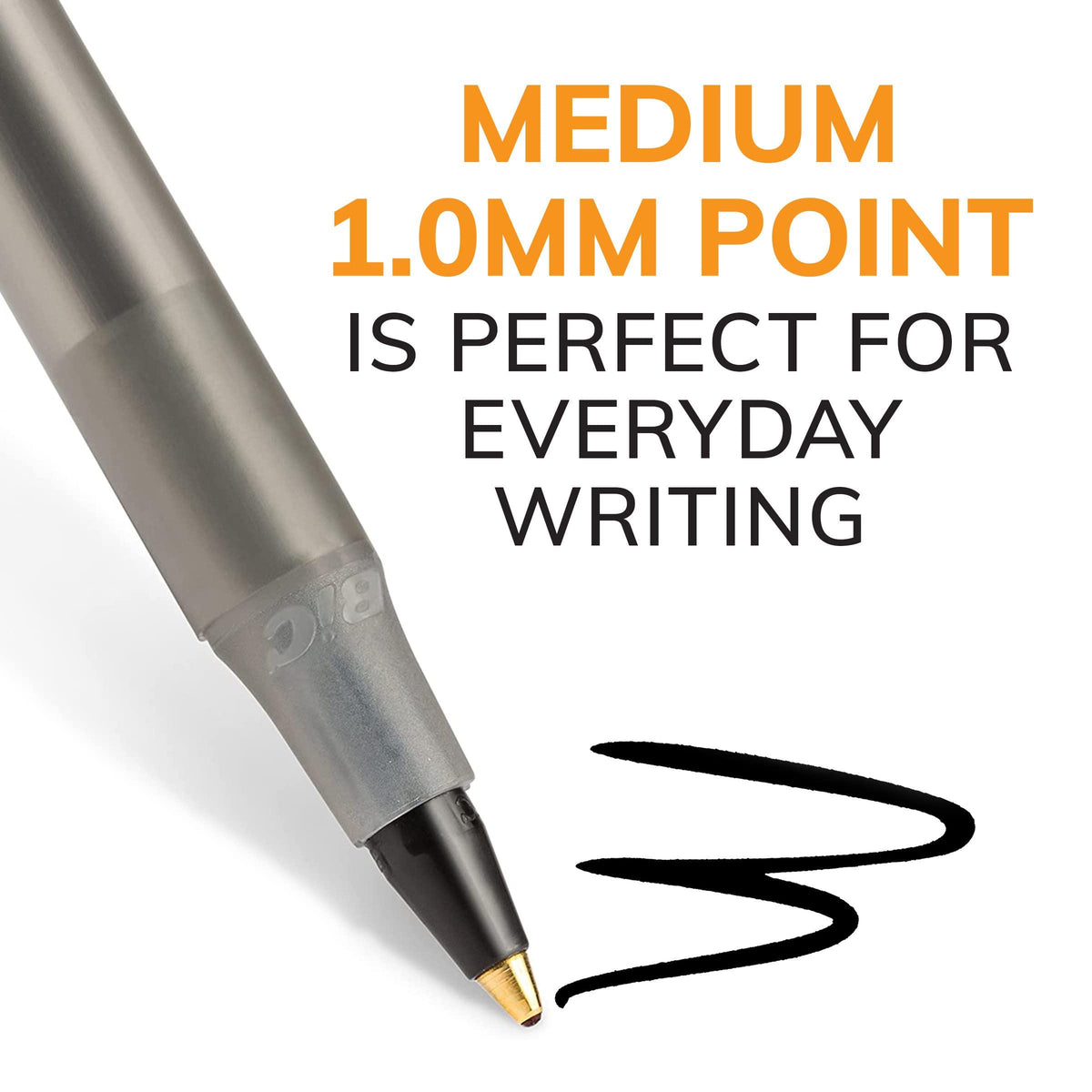 BIC Round Stic Xtra Life Ballpoint Pens, Medium, Black, 10 Count