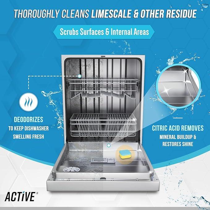 Washer Dishwasher Disposal & Coffee Cleaner Tablets - 96 Tabs Includes ACTIVE Washing Machine Cleaner, Dishwasher, Disposer, Coffee Maker Descale Tabs - Deep Clean & Refresh Appliance - 1 Year Supply
