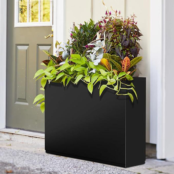 FENCY Metal Rectangular Planter Box Large Planters for Outdoor Plants, Rectangular Tall Planters for Outdoor Plants with Drainage Holes (35.4