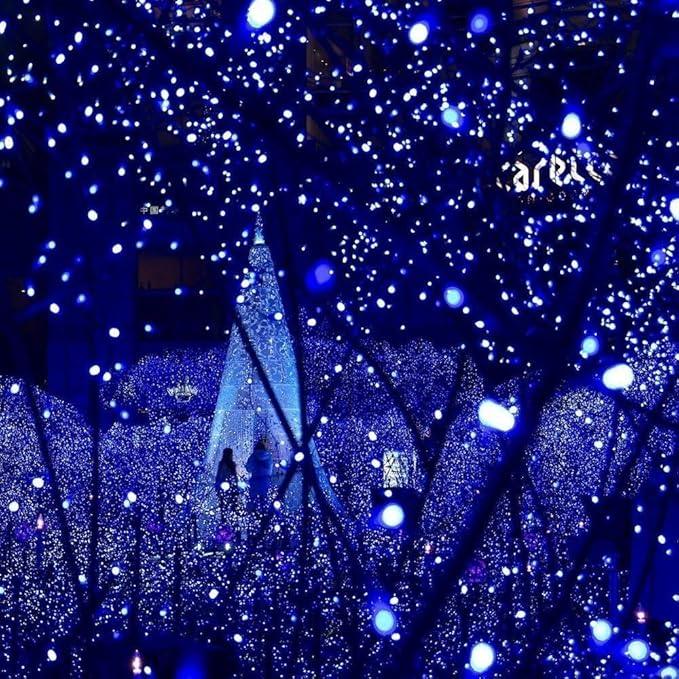 Toodour Solar Christmas Lights, 2 Packs Total 144ft 400 LED 8 Modes Solar String Lights, Waterproof Solar Outdoor Christmas Lights for Garden, Patio, Fence, Balcony, Christmas Tree Decor - Blue
