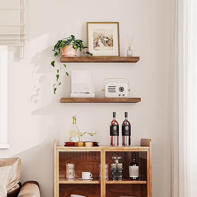 HOOBRO Floating Shelves for Wall, Wall Mounted Shelf Set of 2, 31.5