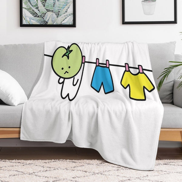 Kawaii Green Tomato Mascot No. 8 Wrinkle-free Throw Blanket