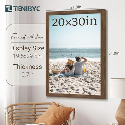 20x30 Poster Frame 3 Pack - Brown Woodgrain, Wood Picture Frame, Wall Gallery Frame - Wall Hanging