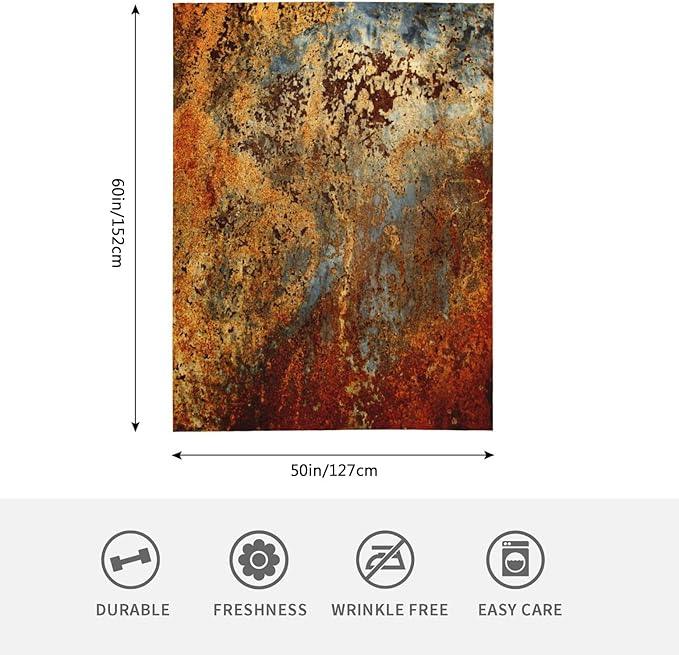 HGOD DESIGNS Brown Rust Colorful Metal Rusty Steel Iron Structure Blanket Throw Blanket Soft Comfortable for Sofa Chair Bed Office 50