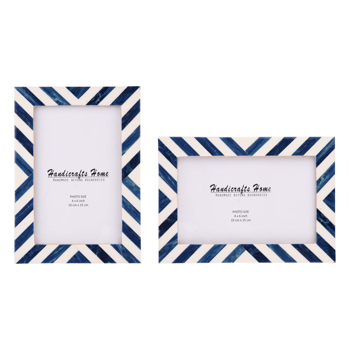 Candy Cane Blueberry Resin Inlay Picture Frame, Blue - White, 3 Sizes (Set of 2)