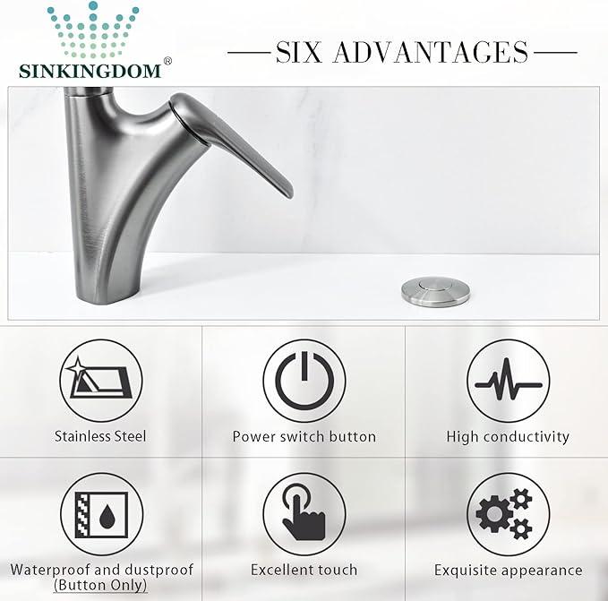 Garbage Disposal SinkTop Air Switch Kit with Stainless Steel Button,Brushed Nickel