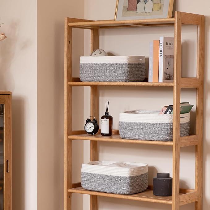 Storage Baskets for Organizing 3 Pack, Woven Baskets for Shelves, Closet Organizer Bins Empty Gift Basket Toy Storage for Toys, Books, Towels, Clothes, 15