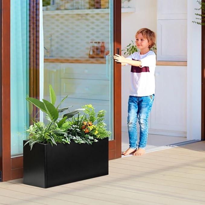 Galvanized Steel Metal Planter Rectangular Indoor Black Planter Box Large Outdoor Planters Steel 25
