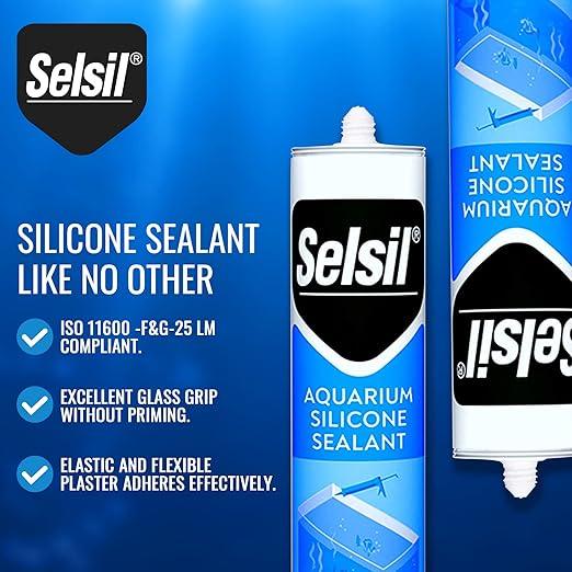 SELSIL Aquarium Silicone Clear Sealant - High Elasticity, Safe for Fish, Solvent-Free, Ozone-Resistant, Transparent 10.14 Fl Oz, 1 Pack
