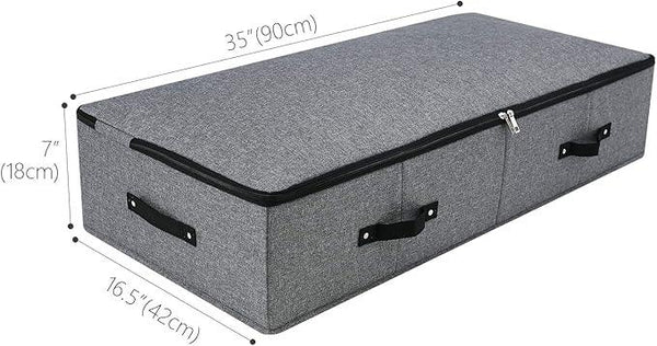 2PCS Foldable Blankets Clothes Comforters Storage Bin Organizer with Plastic Support Liner for Blankets, Towels, Comforter, Sweaters, Linen Sheets, Wrapping Paper, Black Grey