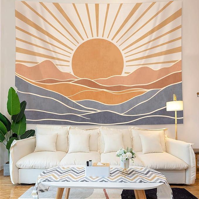 Lunerfex Boho Sun Tapestry Sunset Wall Tapestry, Mountain Tapestries for Bedroom 80s Tapestries Wall Hanging for Bedroom Living Room Decor Boho-3 60