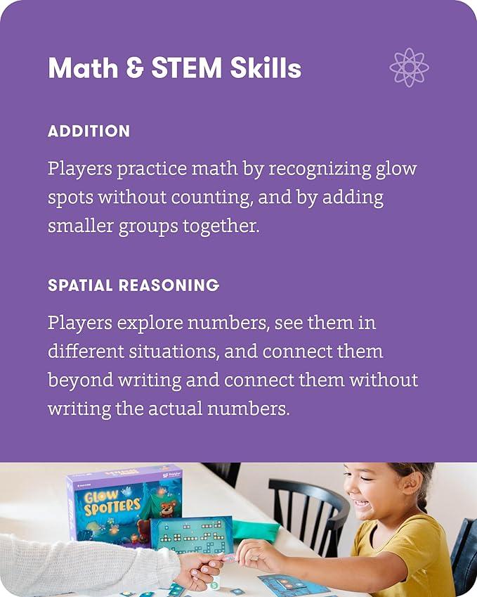 SimplyFun Glow Spotters - A Visual and Adventurous Math Game for Kids, Earn Your Firefly Badge with Addition - 1 to 4 Players, for Kids Ages 5 & Up