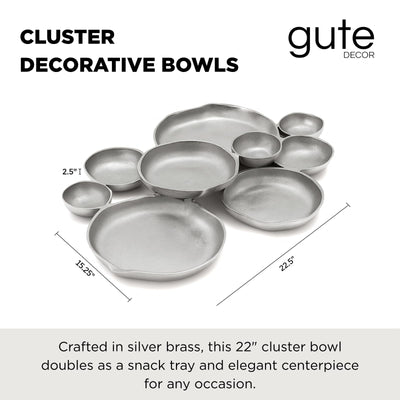 Cluster Decorative Bowls, Bright Silver Brass - Decoration