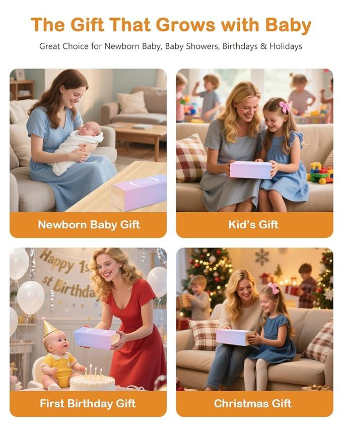 Height Chart for Kids Growth Chart for Wall Kids Height Wall Chart Kids Growth Chart Wall with Keepsake Box Height Measurement Wall Ruler Baby to Child Growth Tracker Neutral Nursery Wall Decor