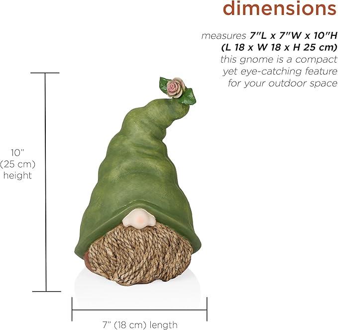 Alpine Corporation QWR1440 Gnome Head with Sculpted Rope Beard and Flower on Hat, Playful Décor for Garden & Patio, 10