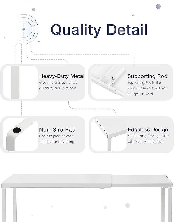 Nxconsu Cabinet Shelf Expandable Organizer Riser Rack for Kitchen Pantry Cupboard Under Sink Countertop Home Organization Extra Storage Space Saver Heavy Duty Metal Edgeless Design White