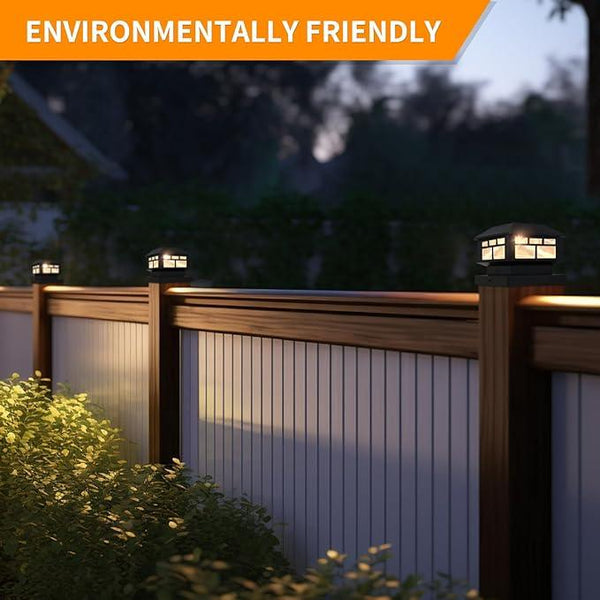 Solar Post Cap Lights Outdoor, 20LM Fence Post Cap Lights, 3.5x3.5 4x4 5x5 Inch Wooden Post Solar Lights Waterproof, Deck Lights Solar Powered for Garden Deck Patio Decoration(Black 2 Packs)