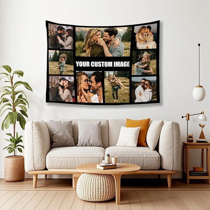 Custom Tapestry For Wall Bedroom Custom Backdrop Personalized Image Text Photo Customized Funny Tapestry Banners And Signs Multiple Pictures Horizontal Tapestrys