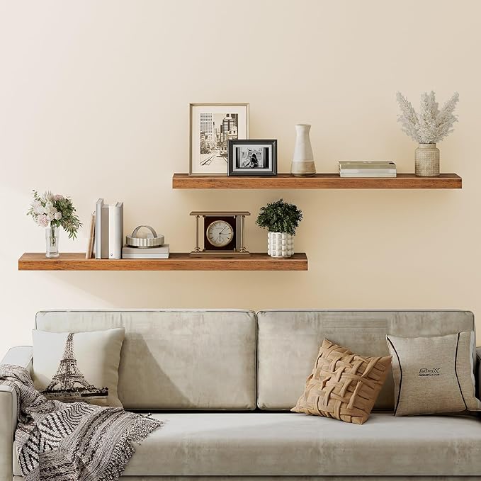 HOOBRO Floating Shelves for Wall, Wall Mounted Shelf Set of 2, 55