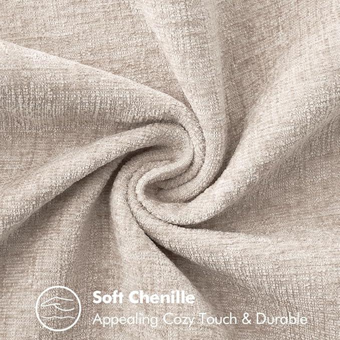 MIULEE Pack of 2 Couch Throw Pillow Covers 18x18 Inch Light Brown Farmhouse Decorative Pillow Covers with Stitched Edge Soft Chenille Solid Dyed Pillow Covers for Sofa Bed Living Room