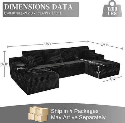 Modular Sectional Sofa Cloud Sectional Couch, 135