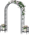 88in Steel Garden Arch Arbor Trellis with Planter Boxes for Climbing Plants Outdoor, Yard, Wide Sturdy Durable Garden Arch for Lawn,Outdoor Wedding Arch(Black)