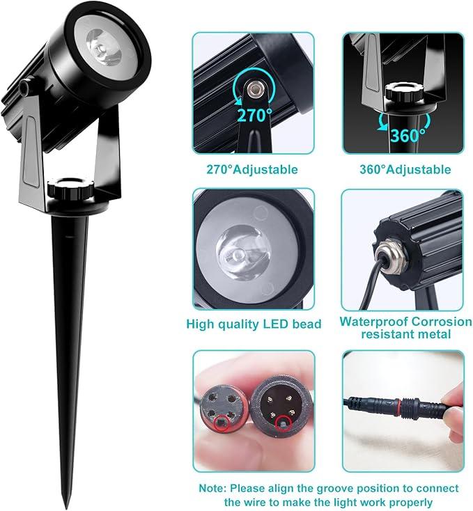 T-SUNUS Color Changing Solar Spot Lights, RGB LED Landscape Lights IP65 Waterproof for Outdoor, Garden, Pathway, Trees
