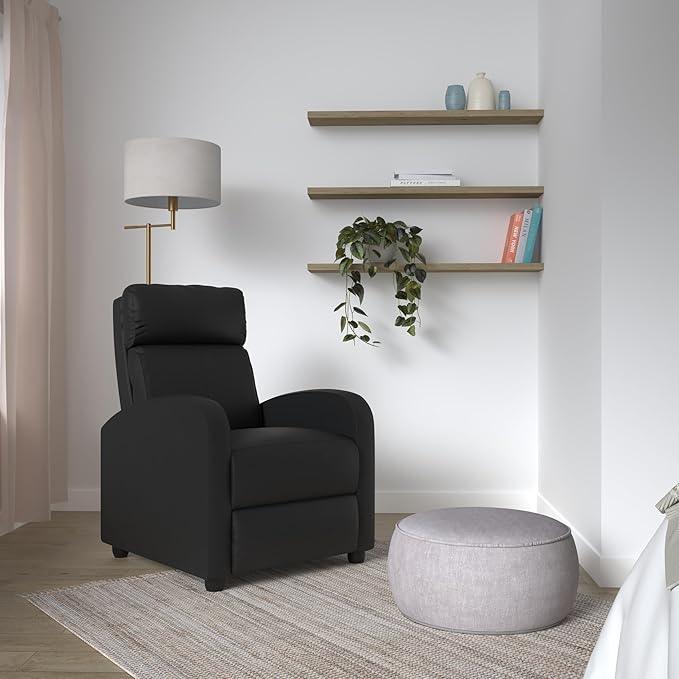 BestMassage | Recliner Chair | with 2 Point Massage Function | Black | with Lumbar Support, Adjustable Push Back, Wide Armrests, Footrest & Padded Seat | Easy Assembly | for Living Room, Home Theatre