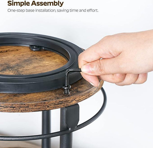 Lazy Susan Organizer, Rotating Spice Rack, 2 Tier Spice Turntable Organizer, Industrial Turntable Spice Holder, for Kitchen Countertop and Cabinet, Compact and Versatile, Rustic Brown SR22BR